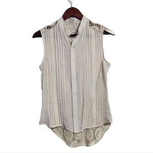 MISS KELLY 1999 boho‎ lace back sleeveless sheer top cream size S